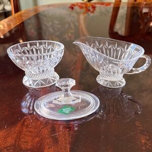 NIB Godinger Olympia Lead Crystal Sugar Bowl and Creamer Set